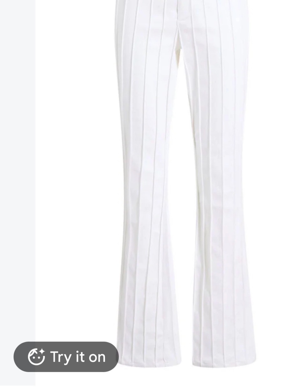 White Ribbed Flare Pants - Picture 4 of 6